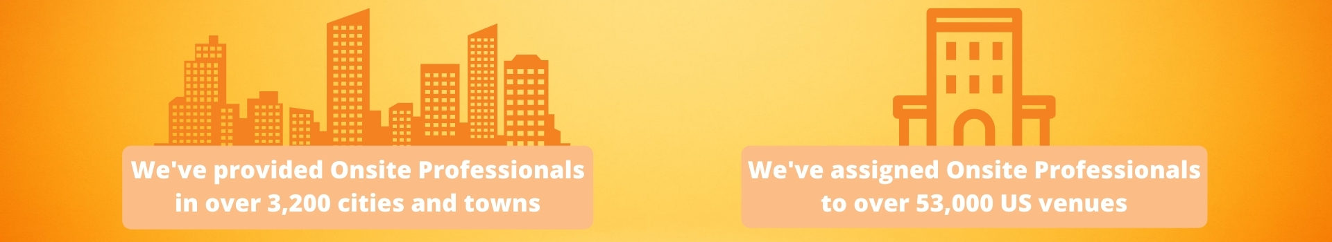Staffing Stats We've provided onsite professionals in over 3,200 cities and towns and over 53,000 venues